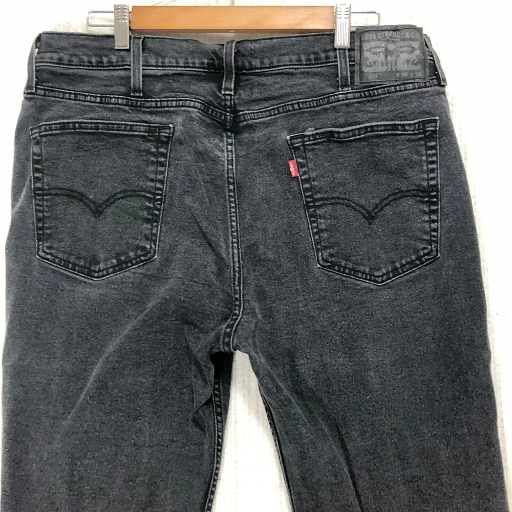 Levis 514 Straight Fit Jeans‎ Mens 38x32 Faded Black Denim Pants